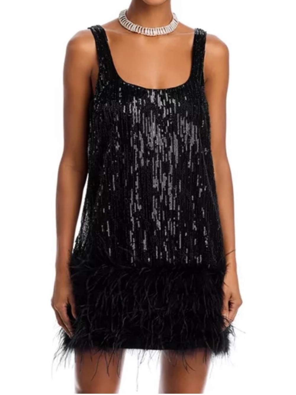 Aqua x Salvatore Rizza Ostrich Feather Dress